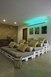 Home theatre seating made out of pallets